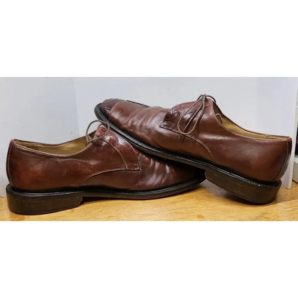 VTG Belvedere Florence Italy Men Hand Made Size 10M Brown Genuine‎ Ostrich